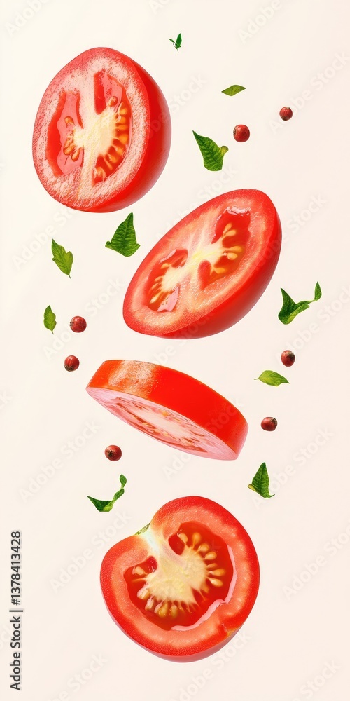Fresh Sliced Tomatoes with Herbs and Spices Fresh Sliced Tomatoes with Herbs and Spices