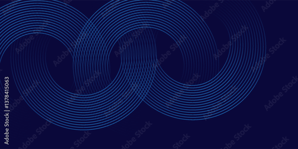 Abstract blue glowing geometric lines on dark blue background. Modern shiny blue circle lines pattern. Futuristic technology concept. Suit for cover, poster, banner, brochure, header, website Abstract blue glowing geometric lines on dark blue background. Modern shiny blue circle lines pattern. Futuristic technology concept. Suit for cover, poster, banner, brochure, header, website