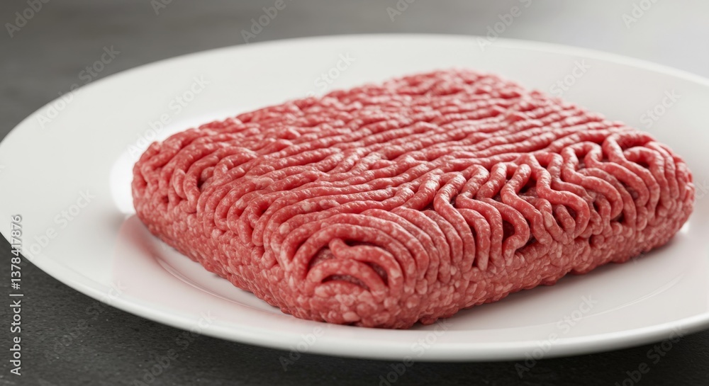 Ground Beef on White Plate Ground Beef on White Plate