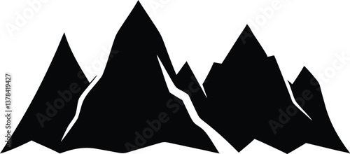Silhouette Peaks Mountain Ridge on a Transparent Background