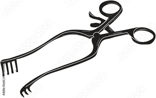 The Illustration of medical equipment called retractors.