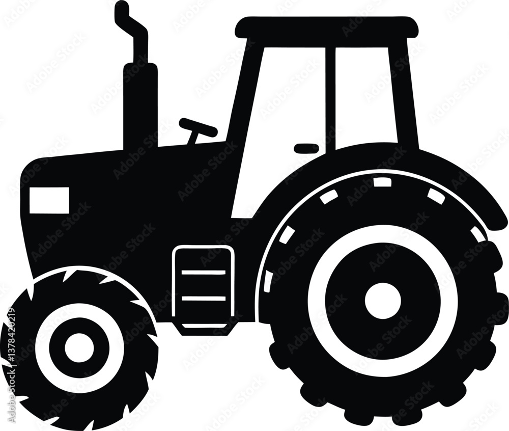 Obraz premium Farm Tractor Silhouette Vector Art