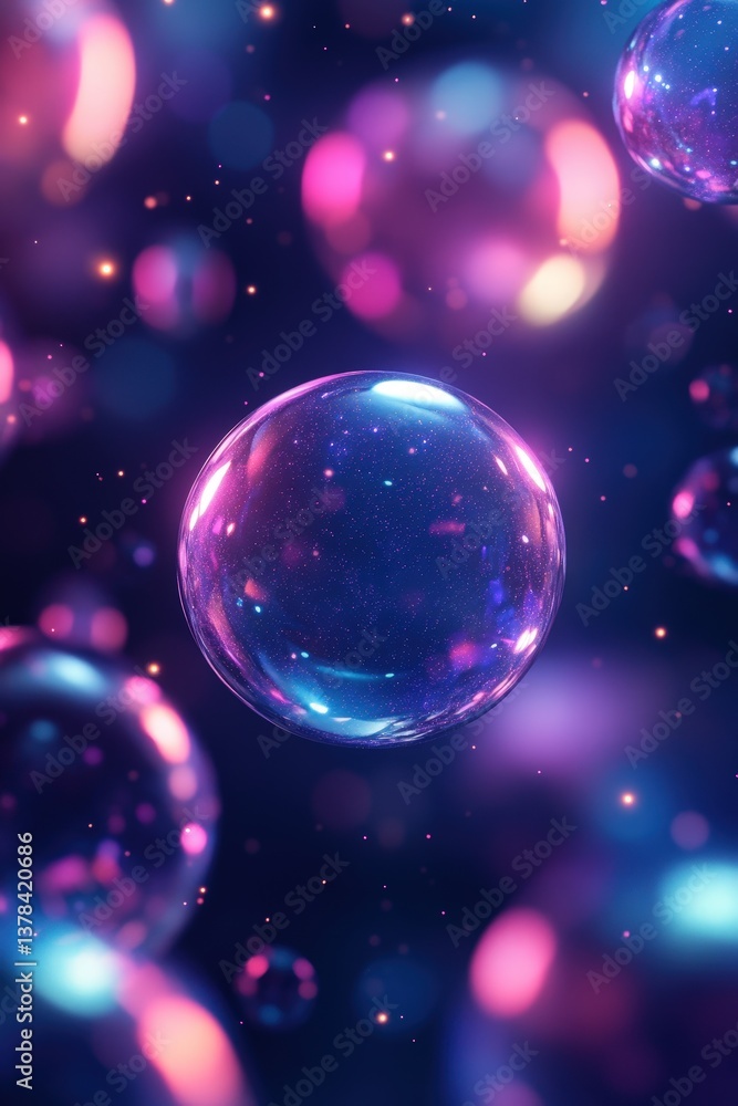 Cosmic 3D background with glowing stars and planetary elements