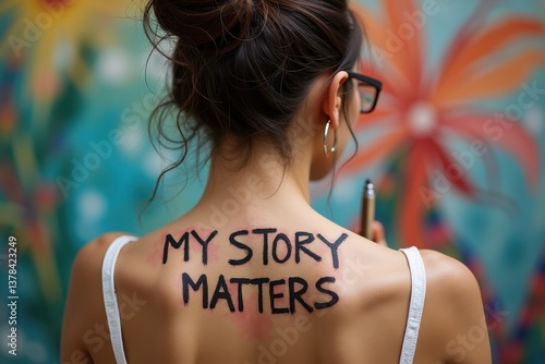 Obraz na płótnie My story matters: self-expression empowerment body art w salonie
