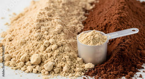 Variety of Protein Powders with Chocolate and Scoop
