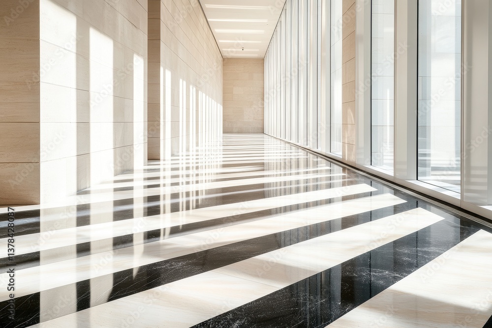 Obraz premium Modern office hallway with natural light