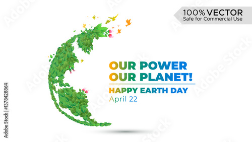 Green, eco-sustainable, environment development design for World Earth day.
