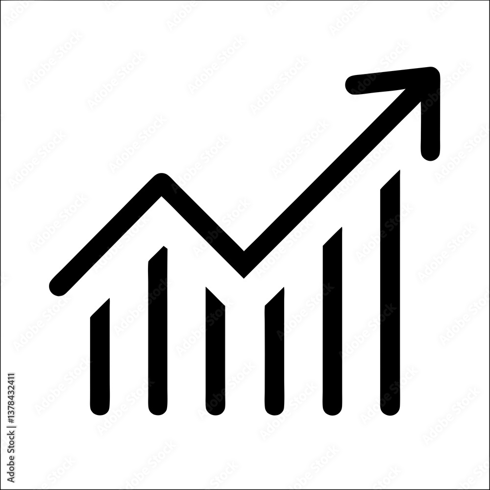 Growth chart symbol indicating upward trend in business Growth chart symbol indicating upward trend in business