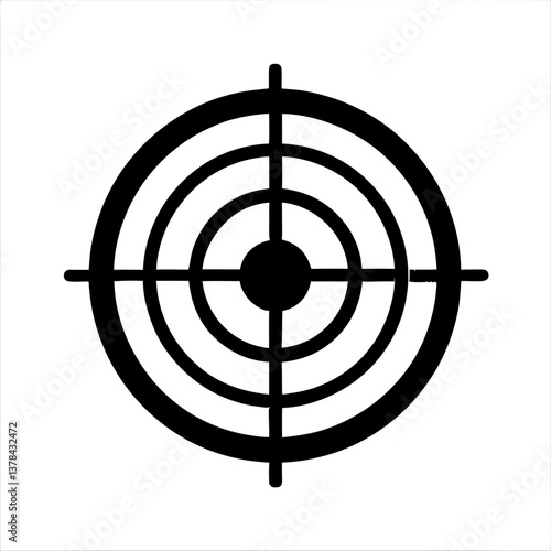 Target symbol in black silhouette on white background  