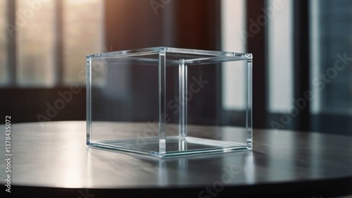 square glass box on the table