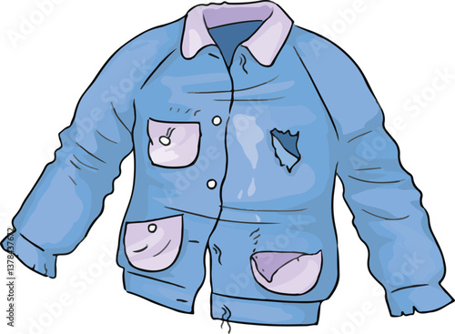 Old children's jacket. Worn-out coat.