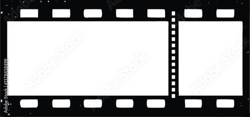 Blank Black Film Strip with Grunge Edges on a Transparent Background