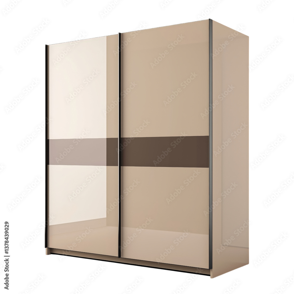High-gloss beige modern wardrobe with sliding doors and reflective surface, perfect for stylish and compact interiors. High-gloss beige modern wardrobe with sliding doors and reflective surface, perfect for stylish and compact interiors.