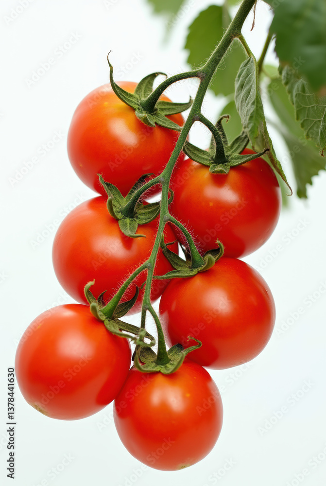 Close-up of cherry tomatoes on a vine. Close-up of cherry tomatoes on a vine.