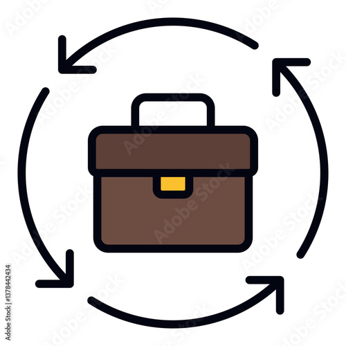 Career Transition Icon. Employment shift symbol. Professional change and job search - stock vector. Filled Line Icon