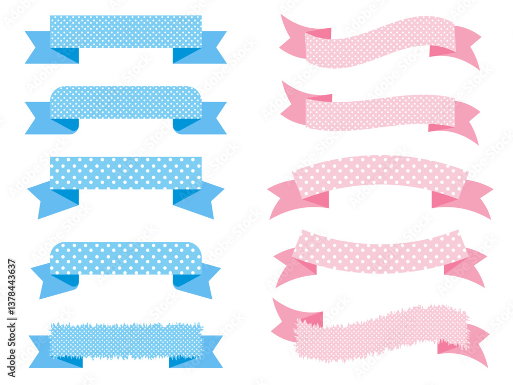 Obraz premium リボン■飾りリボンセット（水玉柄）