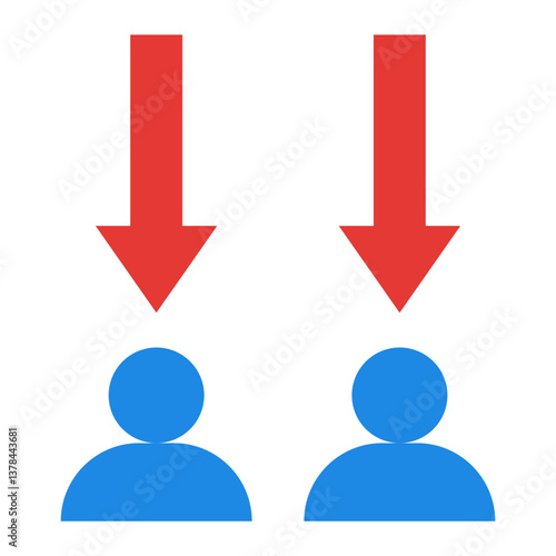Downsizing Icon. Workforce reduction symbol. Business restructuring and layoffs - stock vector. Flat Icon