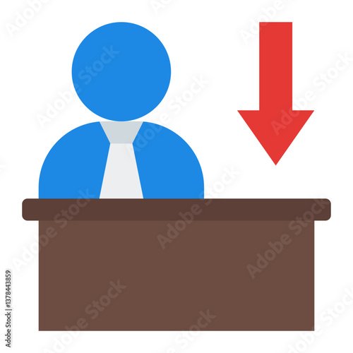 Staff Cut Icon. Workforce reduction symbol. Business downsizing and employment crisis - stock vector. Flat Icon