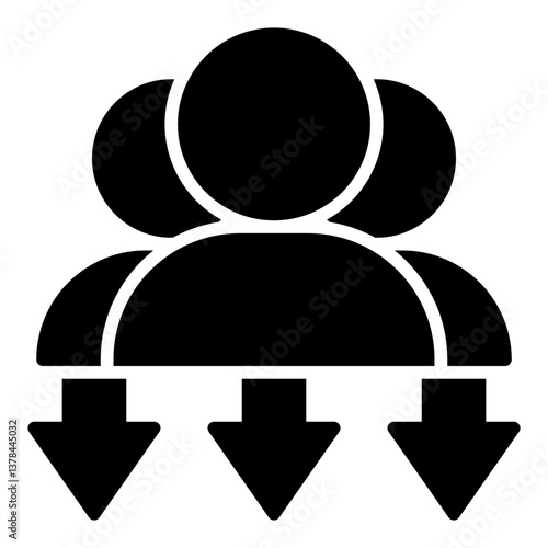 Workforce Reduction Icon. Corporate downsizing symbol. Economic impact and job loss - stock vector. Glyph Icon