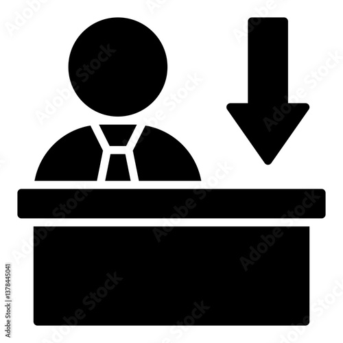 Staff Cut Icon. Workforce reduction symbol. Business downsizing and employment crisis - stock vector. Glyph Icon