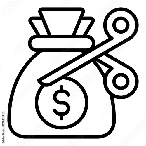 Cost Cutting Measures Icon. Budget reduction symbol. Financial strategy and corporate downsizing - stock vector. Outline Icon