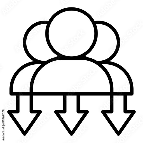Workforce Reduction Icon. Corporate downsizing symbol. Economic impact and job loss - stock vector. Outline Icon