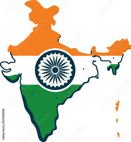 India flag map colors theme suitable for promoting cultural events, travel websites, Independence Day celebrations, or social media graphics. Perfect for diverse audiences.