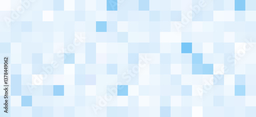 Abstract light blue sky gradient background. Trendy mosaic vector texture. Pixel abstract blue pattern. Geometric sky bg design. Pixelated horizontal backdrop. Abstract square pixels background