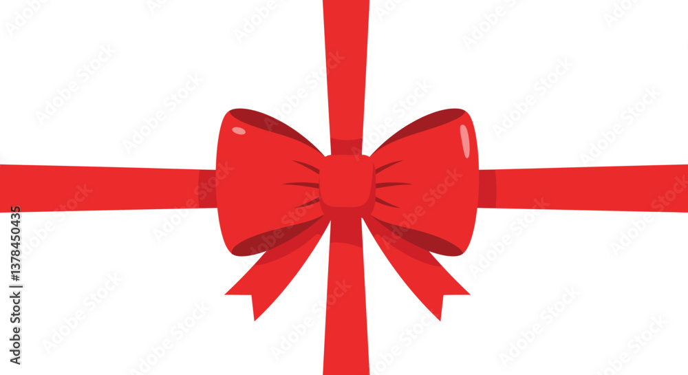 Red gift bow with ribbon in flat design style vector art Red gift bow with ribbon in flat design style vector art