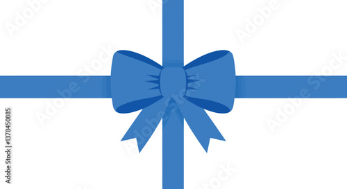 Bright blue bow gift wrap design in flat vector art style for celebrations