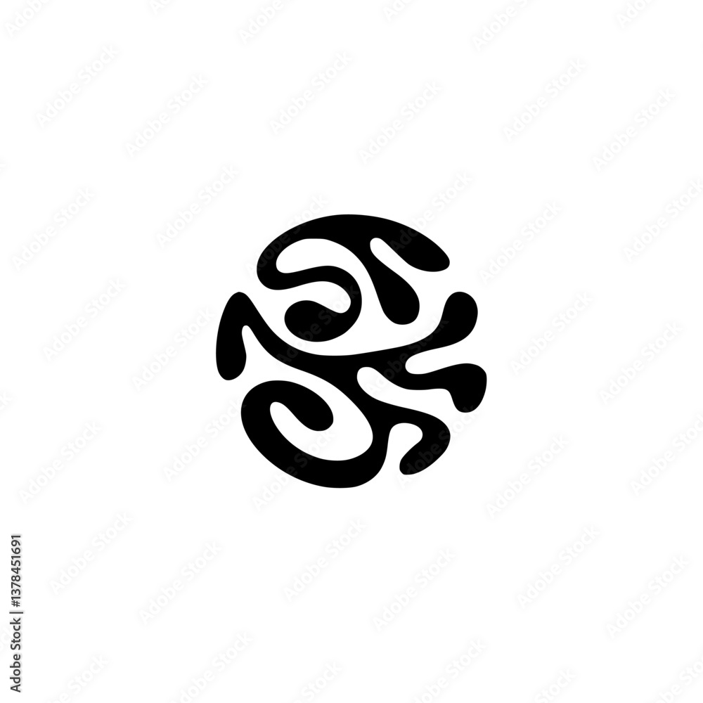 Organic Black Abstract Shape on White Background Organic Black Abstract Shape on White Background