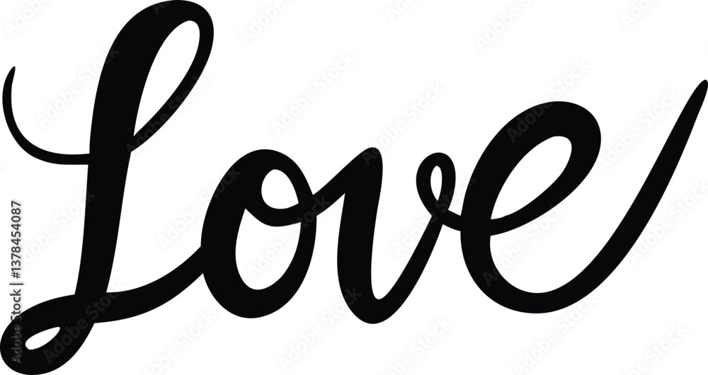 Obraz premium Handwritten Love Script Calligraphy Word Art on Transparent Background