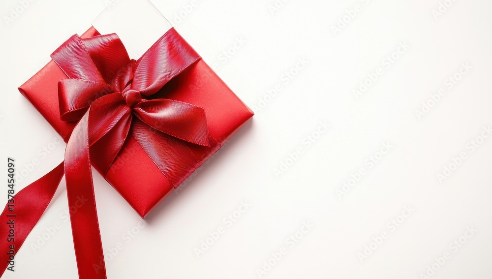 Red gift box with satin ribbon Red gift box with satin ribbon