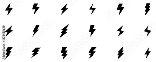 Flash lightning bolt icon. Electric power symbol. Power energy sign. Lightning icon set. Electric icon vector. Power icon. Energy sign. Vector Illustration
