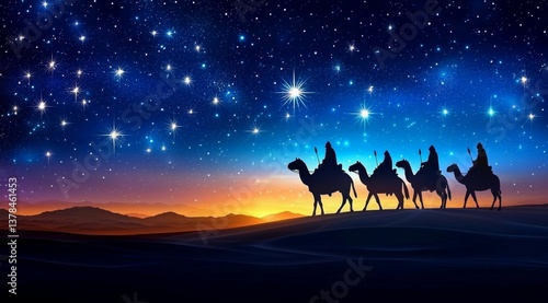 Wallpaper Mural Starry Night Sky Over the Journey of the Magi Torontodigital.ca