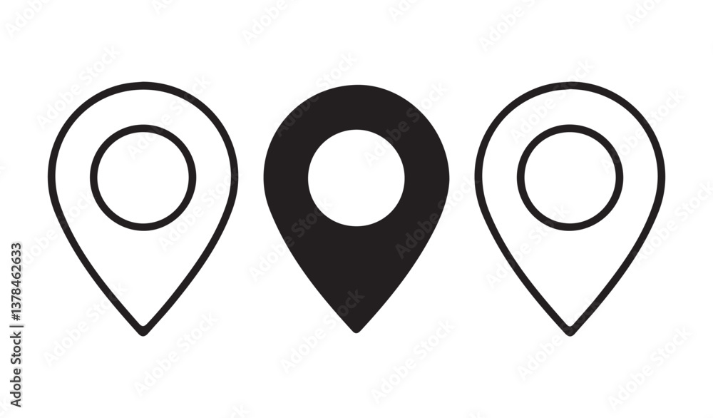 Location pin icons. Modern map markers. Location mark icons. GPS location symbol. Vector Illustration Eps 10 Location pin icons. Modern map markers. Location mark icons. GPS location symbol. Vector Illustration Eps 10