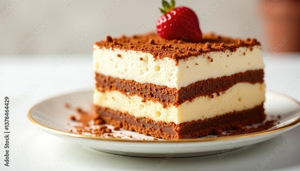 Rich, decadent tiramisu, dusted with cocoa powder, on a white backdrop , isolated, high-quality, savoiardi Rich, decadent tiramisu, dusted with cocoa powder, on a white backdrop , isolated, high-quality, savoiardi