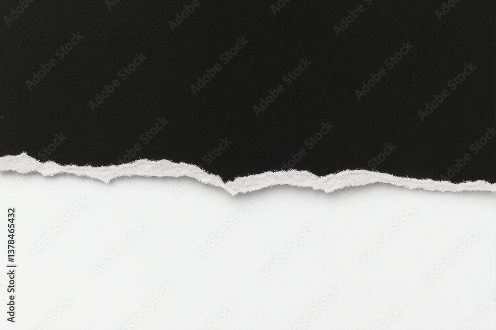 Black Torn Paper Edge on White Background Black Torn Paper Edge on White Background