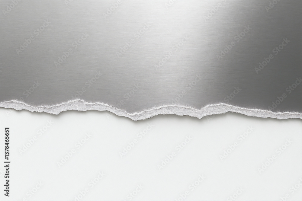Silver Torn Paper Edge on White Background Silver Torn Paper Edge on White Background
