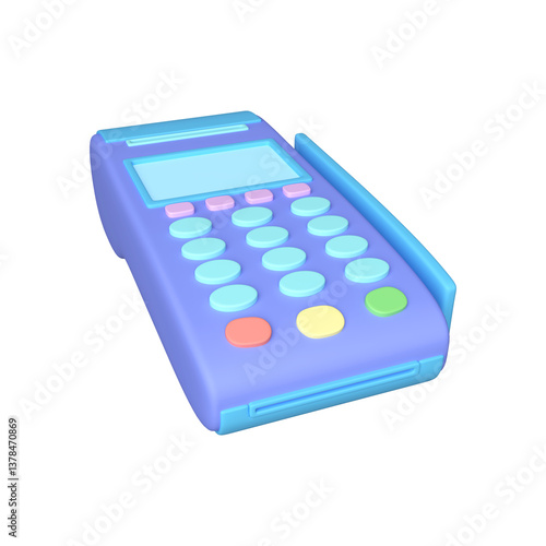 Payment terminal. Contactless POS terminal for bank payment. Payment machine, payment processing concept. 3d rendering