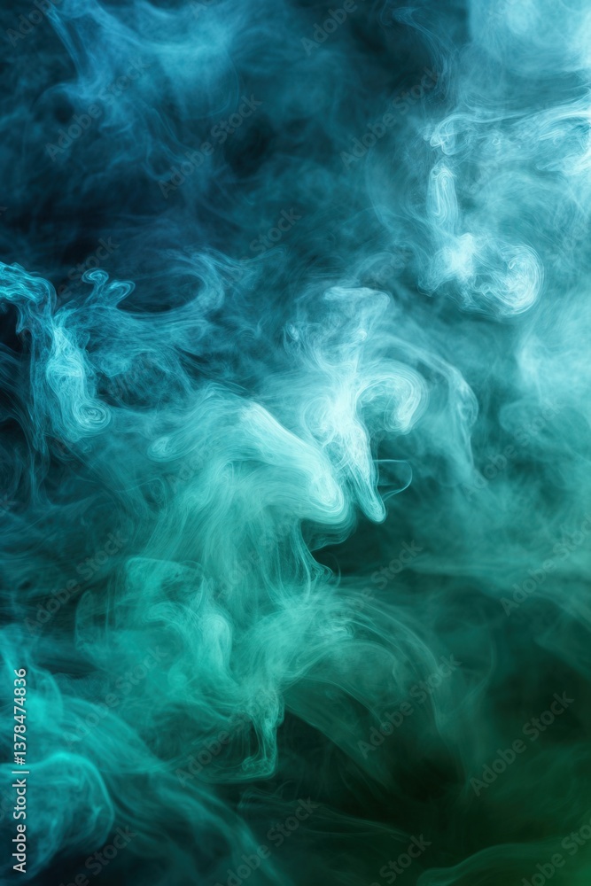 Obraz premium Ethereal fluid abstract blending shades of blue and green, creating depth