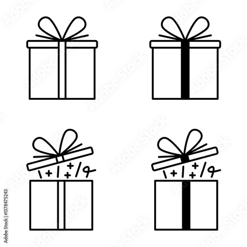Gift Box Icon Set. Gift Box Vector Icon in line style design. Gift Box Symbol. Vector illustration.