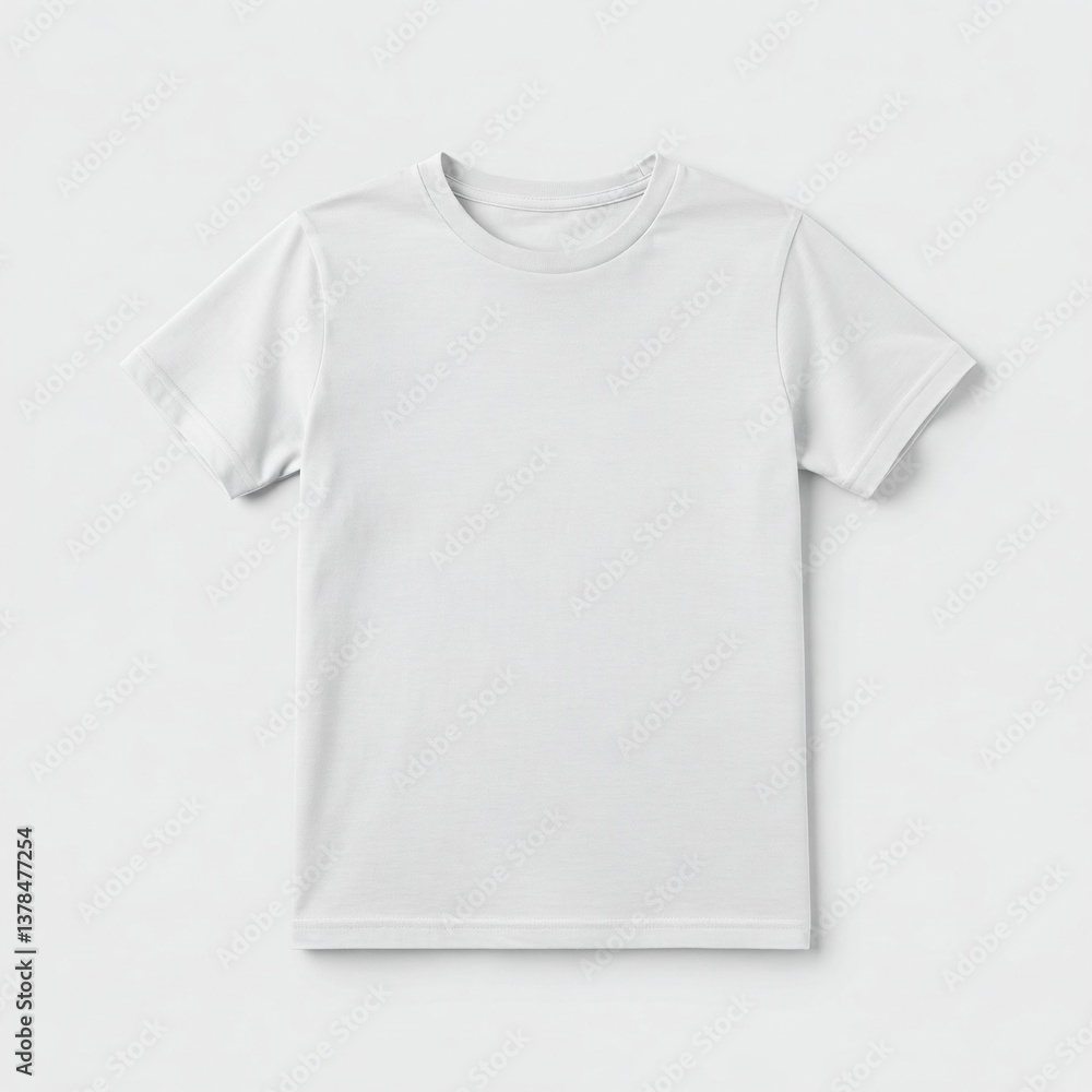 Plain white t-shirt on a light gray background, showcasing a simple and classic design. White realistic Tshirt clothing on a white background. Streetwear T-shirt clothing mockup design Plain white t-shirt on a light gray background, showcasing a simple and classic design. White realistic Tshirt clothing on a white background. Streetwear T-shirt clothing mockup design