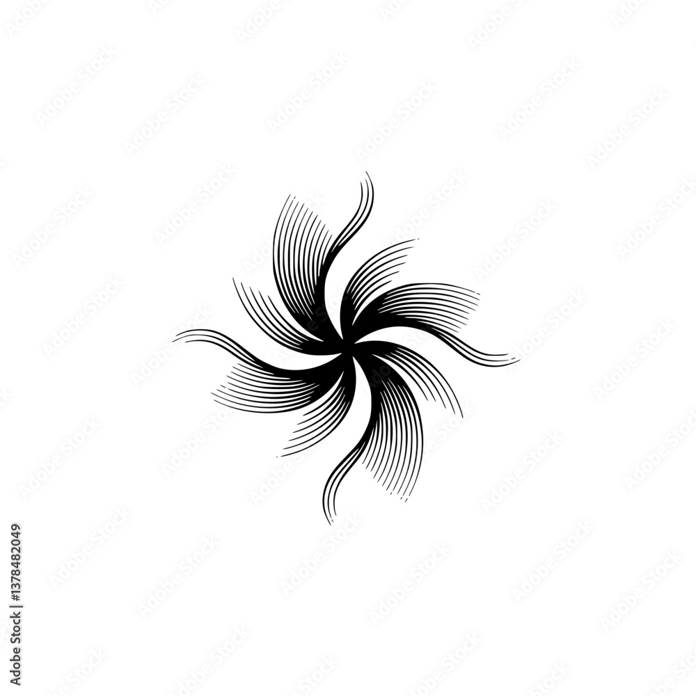 Abstract Floral Swirl: Minimalist Black and White Design Element Abstract Floral Swirl: Minimalist Black and White Design Element