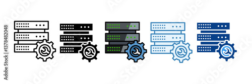 Server Maintenance  Icon Set Multiple Style Collection