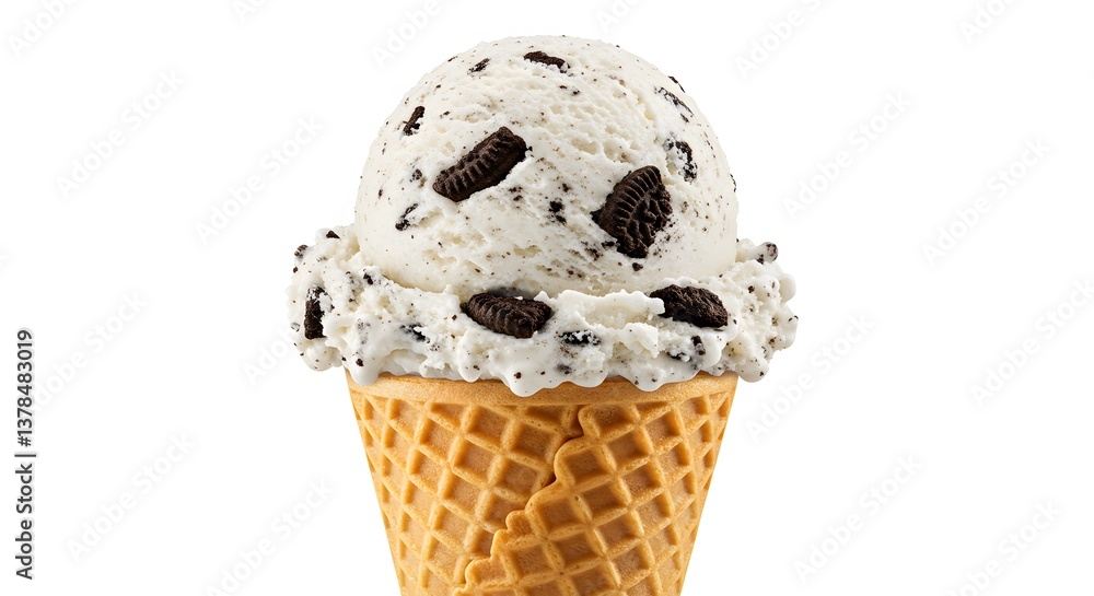 Decadent Cookie Ice Cream Cone with Crumbled Cookies Decadent Cookie Ice Cream Cone with Crumbled Cookies