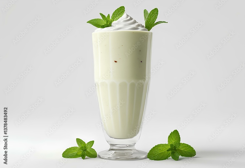 Refreshing mint lassi, a cool and creamy yogurt-based drink, ideal for summer days Refreshing mint lassi, a cool and creamy yogurt-based drink, ideal for summer days