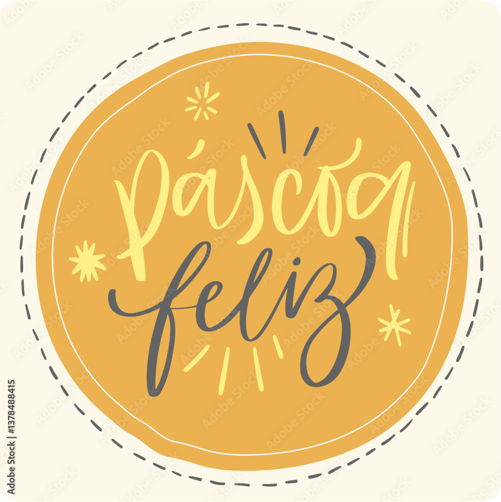 Páscoa feliz. Happy easter in brazilian portuguese. Modern hand Lettering. vector.
