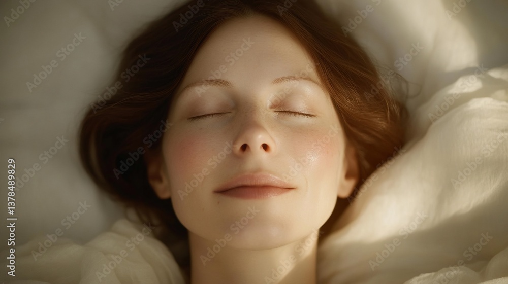 Peaceful woman resting in bed Peaceful woman resting in bed