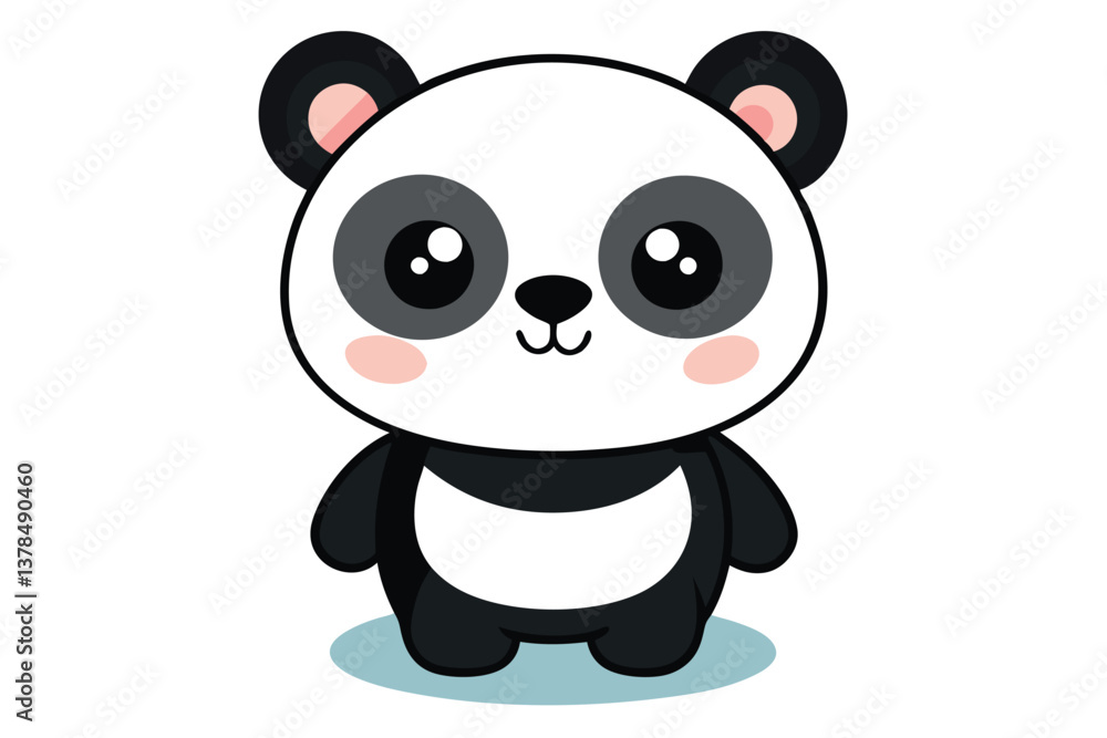 Fototapeta premium Cute Panda Character Illustration, Black and White Fur on Transparent Background